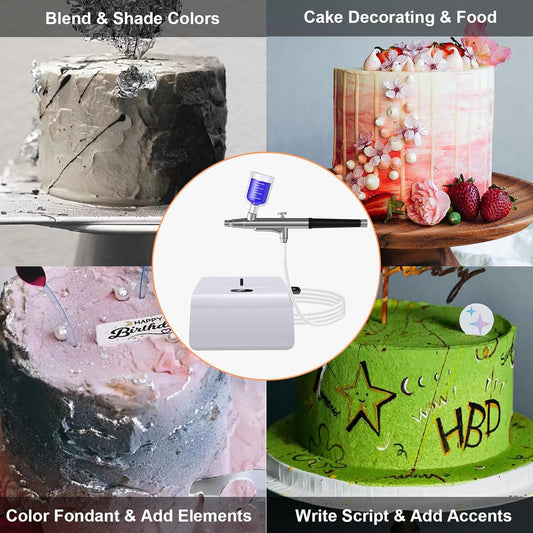 Complete Cake Airbrush Decorating Kit with 16 Vibrant Food Colors