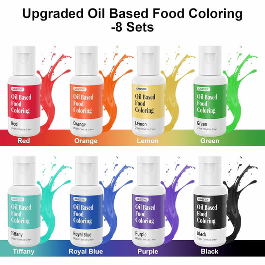Professional 8-Color Oil-Based Food Coloring Set for Chocolate, Candy Melts & Buttercream