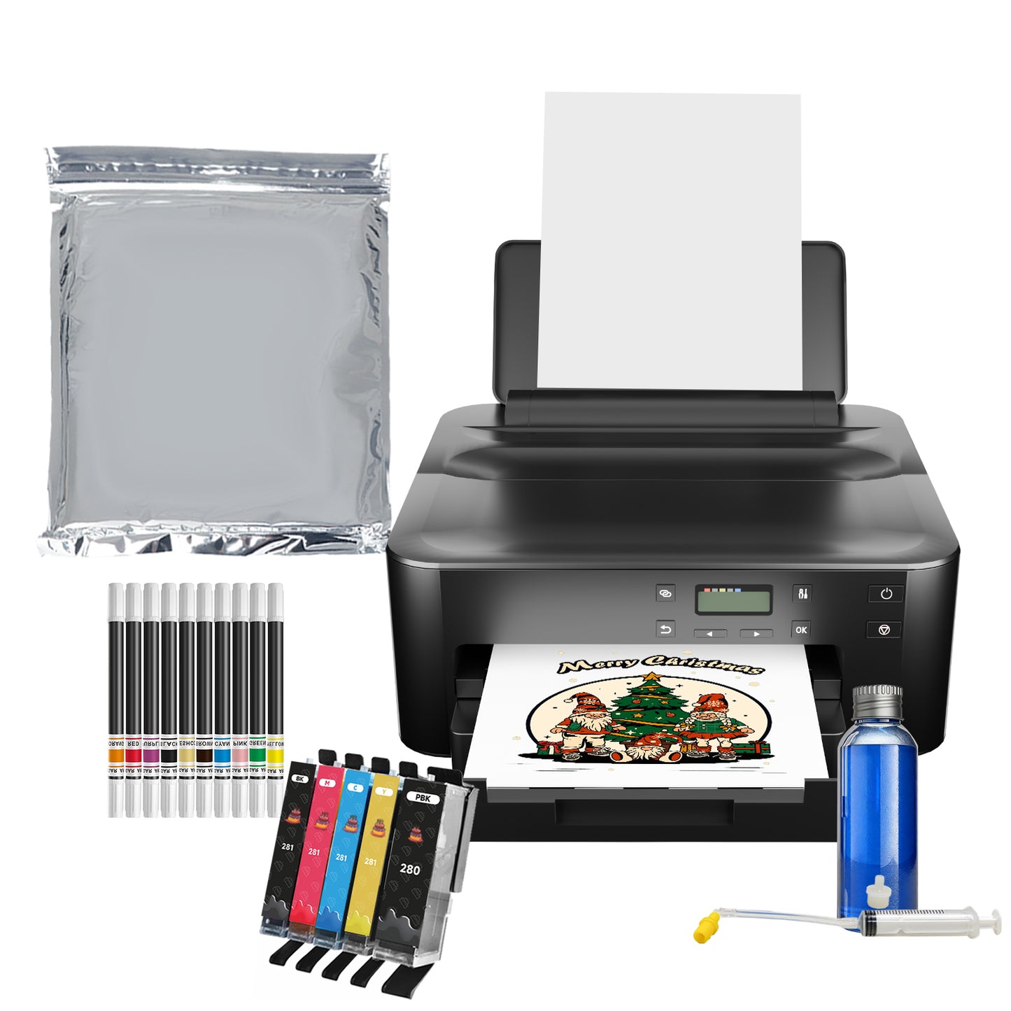 Cake Printer with Edible 280281 Ink Cartridges, 25 Icing Sheets, 10pcs Edible Markers & Cleaning Kit