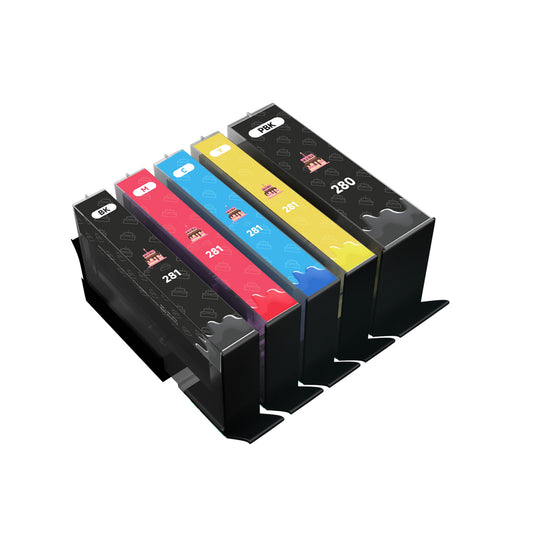 Cakestar 280 281 Edible Ink Cartridges, 5 Packs Cake Ink Cartridges Compatible for Canon