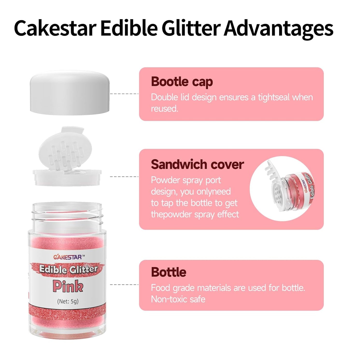 Vibrant 10-Color Edible Glitter Set, 100% Food Grade Luster Dust for Cakes, Cookies & Drinks