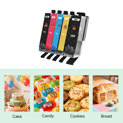 Cake Printer with Edible 280281 Ink Cartridges, 25 Icing Sheets, 10pcs Edible Markers & Cleaning Kit