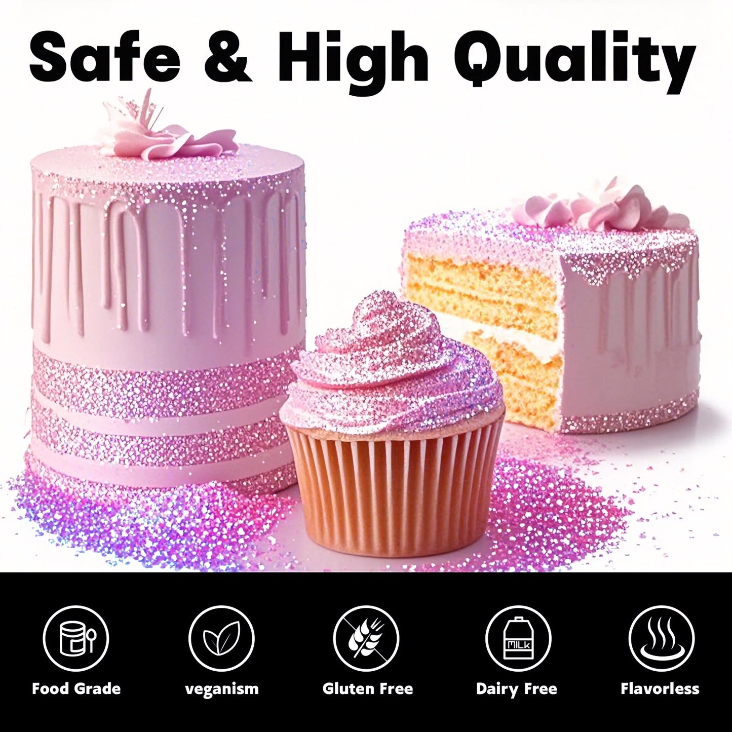 Ultra-Fine Edible Glitter for Sparkling Cakes & Cocktails 10g
