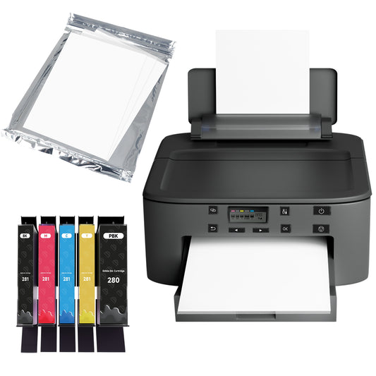 Complete Edible Printer System: Cake Printer with 5 Sets of Ink, 25 Icing Sheets & Cleaning Kit
