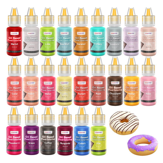 Professional 24-Color Oil-Based Food Coloring Set for Chocolate, Candy & Baking