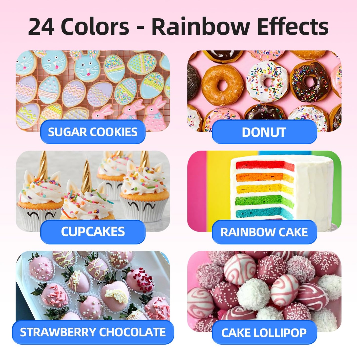 Professional 24-Color Oil-Based Food Coloring Set for Chocolate, Candy & Baking