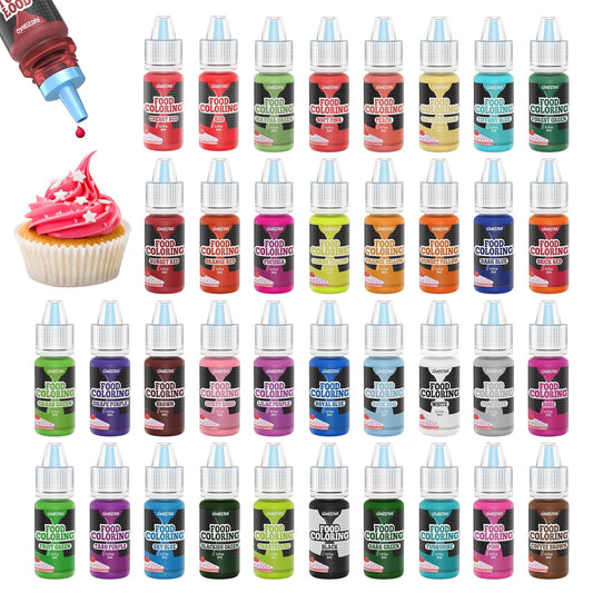 Master's 36-Color Liquid Food Coloring Set - Highly Concentrated for Cake, Desserts & Macarons