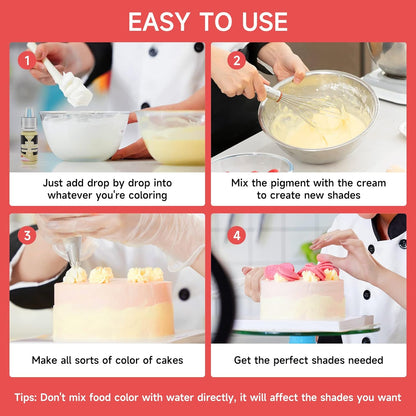 Master's 36-Color Liquid Food Coloring Set - Highly Concentrated for Cake, Desserts & Macarons