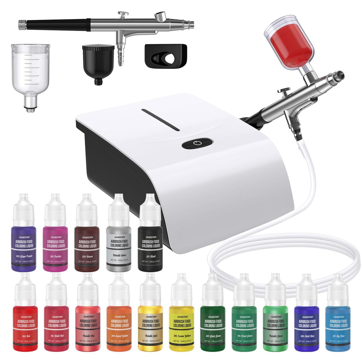 Complete Cake Airbrush Decorating Kit with 16 Vibrant Food Colors
