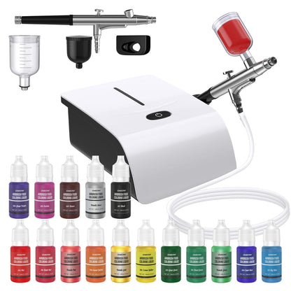 Complete Cake Airbrush Decorating Kit with 16 Vibrant Food Colors